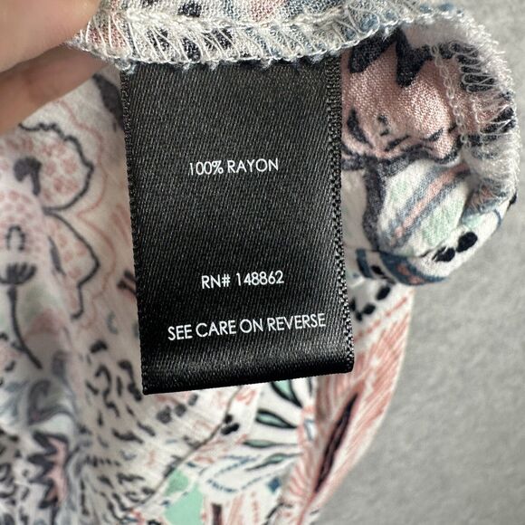 TORRID Plus 1X Gauze Roll Tab Sleeve Tunic Floral Open From Cardigan Waterfall - Picture 10 of 12